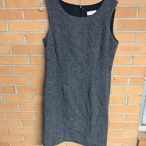 Brooks Brothers Sleeveless Tweed Midi Dress in Charcoal